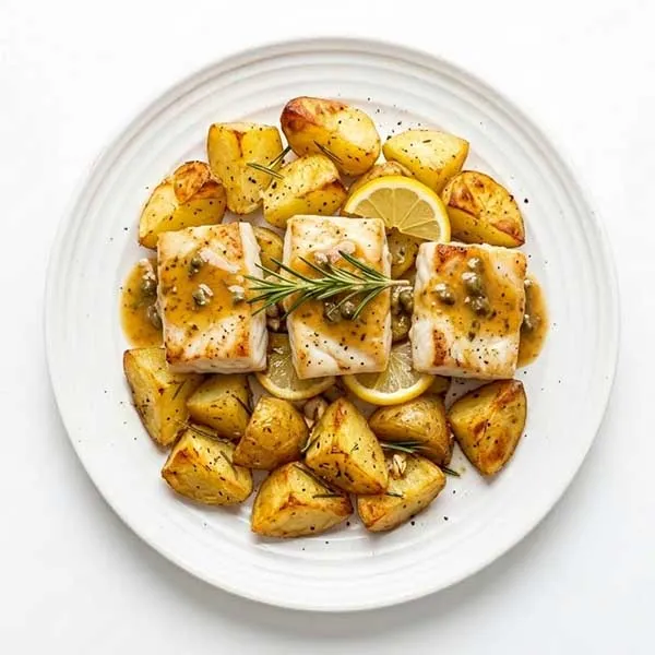 Italian branzino al forno with potatoes